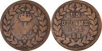 France Décime. Coin, Louis XVIII, Strasbourg, Bronze -