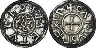 France Denier Coin, Charles le Chauve, Melle, Silver -