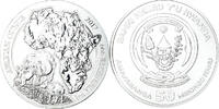 Rwanda 50 amafaranga, 1 Oz Coin, Hippopotamus, BE, Silver -