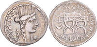 Denarius Coin, Plaetoria, Rome, Silver, Crawford:409/2 -