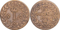 France Decime Coin, Louis XVIII, Strasbourg, Bronze -