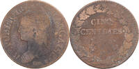 France 5 Centimes Coin, Dupré, Orléans, Copper, Gadoury:126 -