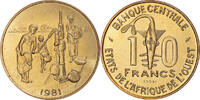 West African States 10 Francs Coin, Paris, ESSAI, Brass -