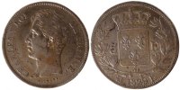 France 5 Francs Coin, Charles X, Bordeaux, Silver -