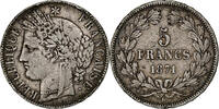 France 5 Francs Coin, Cérès, Bordeaux, Silver, KM:818.2 -