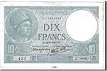France 10 Francs Banknote, 10 F 1916-1942 ''Minerve'' -
