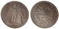 France 5 Francs Coin, Hercule, Bordeaux, Silver, Gadoury:745a -