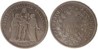 France 5 Francs Coin, Hercule, Bordeaux, Silver, Gadoury:745a -