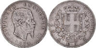 Italy 5 Lire Coin, Vittorio Emanuele II, Milan, Silver -