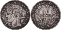 France 50 Centimes Coin, Cérès, Paris, Silver, KM:834.1 -