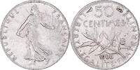 France 50 Centimes Coin, Semeuse, Paris, Silver, KM:854 -
