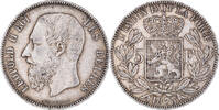 Belgium 5 Francs, 5 Frank Coin, Leopold II, Silver, KM:24 -