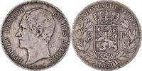 Belgium 5 Francs, 5 Frank Coin, Leopold I, Silver, KM:17 -