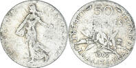 France 50 Centimes Coin, Semeuse, Paris, Silver, KM:854 -