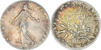 France 50 Centimes Coin, Paris, Silver -