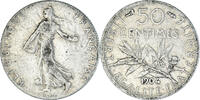 France 50 Centimes Coin, Semeuse, Paris, Silver, KM:854 -