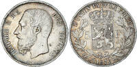 Belgium 5 Francs, 5 Frank Coin, Leopold II, Silver, KM:24 -