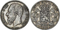 Belgium 5 Francs, 5 Frank Coin, Leopold II, Silver, KM:24 -