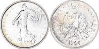 France 5 Francs Coin, Semeuse, Paris, Silver, KM:926 -