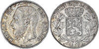 Belgium 5 Francs, 5 Frank Coin, Leopold II, Silver, KM:24 -