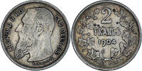 Belgium 2 Francs, 2 Frank Coin, Leopold II, Silver, KM:58.1 -