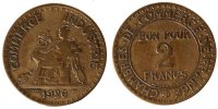 France 2 Francs Coin, Chambre de commerce, Aluminum-Bronze -