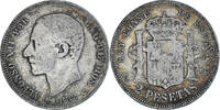 Spain 2 Pesetas Coin, Alfonso XII, Madrid, Silver, KM:678.2 -