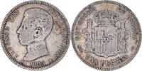 Spain Peseta Coin, Alfonso XIII, Madrid, Silver, KM:721 -