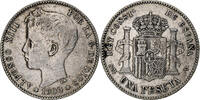 Spain Peseta Alfonso XIII, Valencia, Silver, KM:706 -