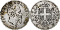 Italy 5 Lire Vittorio Emanuele II, Milan, Silver, KM:8.3 -