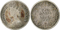 British India 2 Annas INDIA-BRITISH, Victoria, Silver, KM:488 -