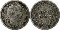 United States Dime Coin, Barber Dime, U.S. Mint, Philadelphia -
