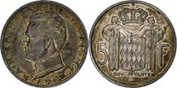 Monaco 5 Francs Rainier III, Silver, KM:141 -