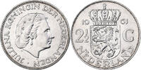 Netherlands 2-1/2 Gulden Coin, Juliana, Silver, KM:185 -