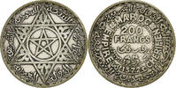 Morocco 200 Francs Mohammed V, Paris, Silver, KM:53 -