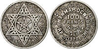 Morocco 100 Francs Mohammed V, Paris, Silver, KM:52 -
