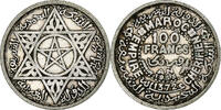 Morocco 100 Francs Mohammed V, Paris, Silver, KM:52 -