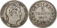 France 5 Francs Coin, Louis-Philippe, Rouen, Silver -