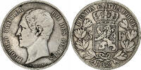 Belgium 5 Francs, 5 Frank Coin, Leopold I, Silver, KM:17 -