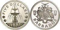 5 Dollars 1973 FM Barbados Münze, Franklin Mint, STGL, Silber, KM:16a STGL