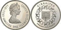 Gibraltar 25 New Pence Coin, Elizabeth II, Proof, Silver -