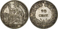 French Indochina 20 Cents Coin, FRENCH INDO-CHINA, Paris, Silver, KM:17.1 -