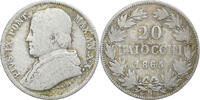 Italian States 20 Baiocchi ITALIAN STATES, PAPAL STATES, Pius IX, Rome, Silver -