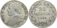Italian States 20 Baiocchi ITALIAN STATES, Roma, KM #1360, Silver, 5.20 -
