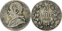 Italian States 2 Lire ITALIAN STATES, PAPAL STATES, Pius IX, Rome, Silver, VF(20-25) -
