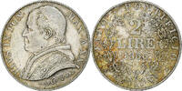 Italian States 2 Lire ITALIAN STATES, PAPAL STATES, Pius IX, Rome, Silver -