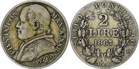 Italian States 2 Lire ITALIAN STATES, PAPAL STATES, Pius IX, Roma, Silver -