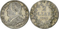 Italian States 2 Lire ITALIAN STATES, PAPAL STATES, Pius IX, Rome, Silver -