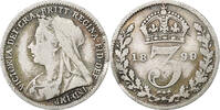 Great Britain 3 Pence Coin, Victoria, Silver, KM:777 -