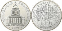 France 100 Francs Coin, Panthéon, Paris, Silver, KM:951.1 -